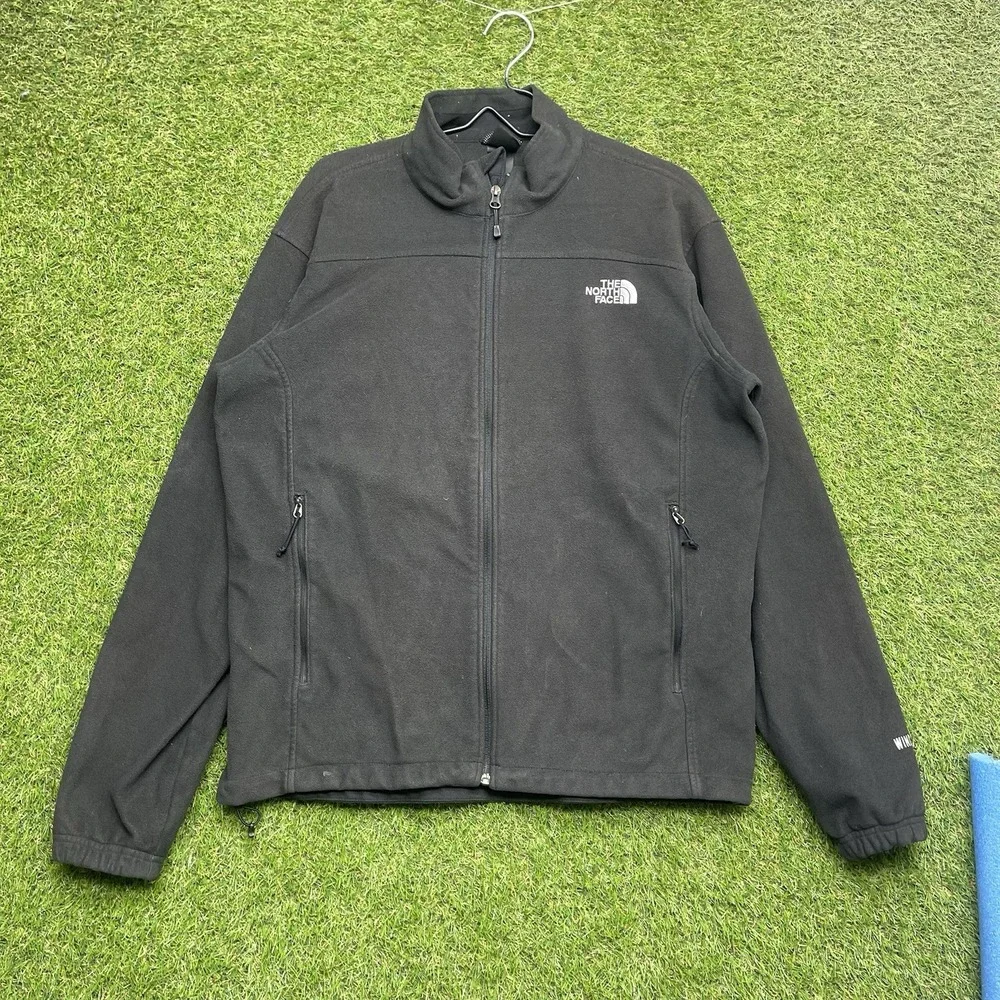 The North Face Jacket Mens Large Black Fleece Lined Windwall Full Zip Up Hiking
